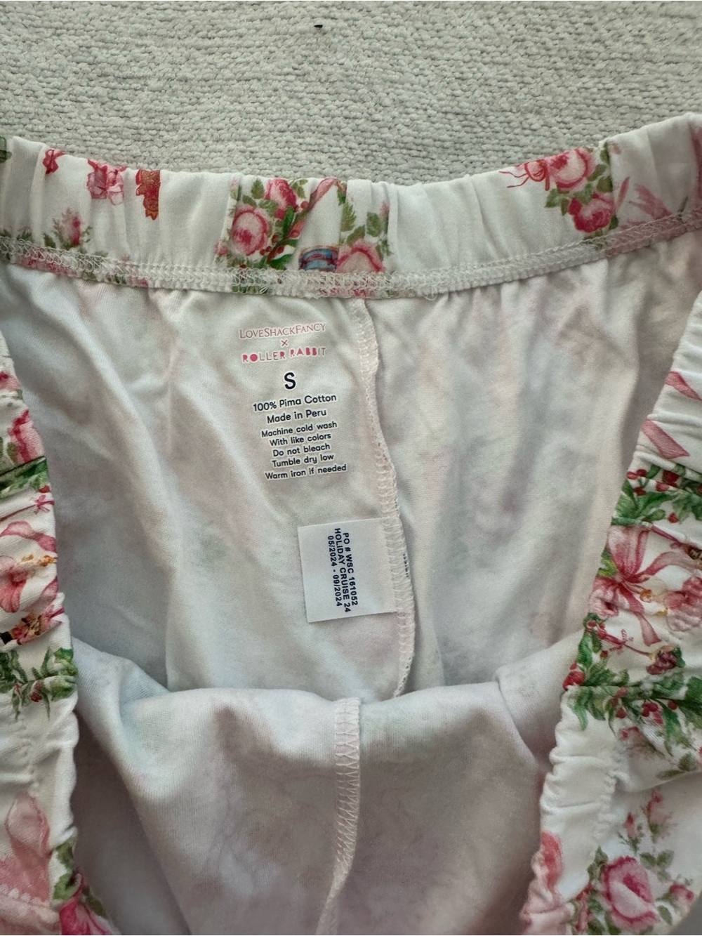 Roller Rabbit White Pink Floral & Wreath Short Pajama Set - Picture 4 of 5